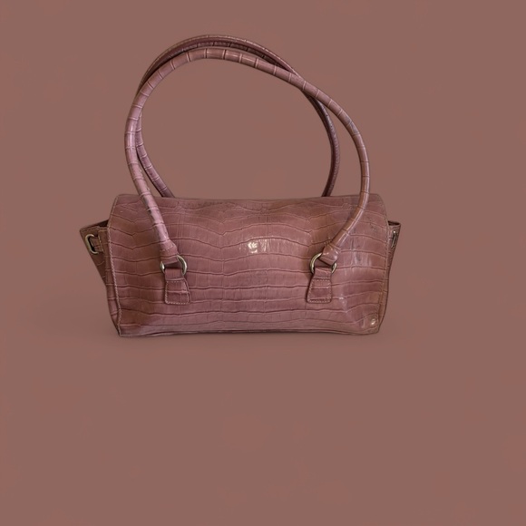 Worthington Pink Croc/Alligator Pattern Shoulder Bag with Double Top Handle - Picture 2 of 14